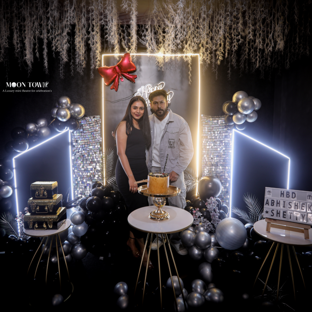 Guests enjoying luxury private theatre celebrations at Moon Town Private Theatre in Bangalore