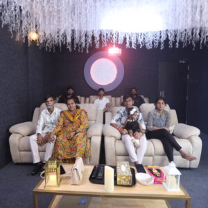 Guests enjoying luxury private theatre celebrations at Moon Town Private Theatre in Bangalore